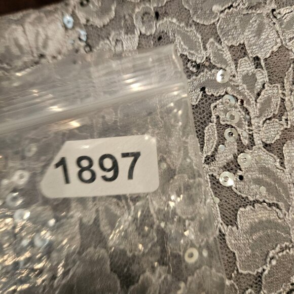 R&M Richards Womens 12 Sequin Lace Jacket Dress Set Sequins Silver Gray formal - Picture 16 of 16